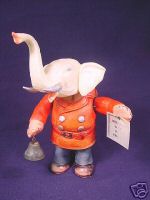 WIND UP CELLULOID ELEPHANT WELCOME SEE OUR CIRCUS 1930s
